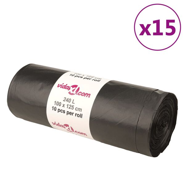 vidaXL Σακούλες απορριμμάτων 150 τεμ. Μαύρες 240 Λ.