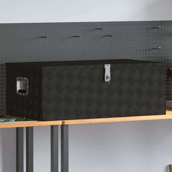 vidaXL Κουτί Αποθήκευσης Μαύρο 100x55x37 εκ. από Αλουμίνιο