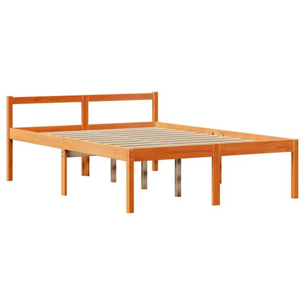 vidaXL Πλαίσιο Κρεβατιού με Κεφαλάρι Μελί 150x200εκ. Μασίφ Ξύλο Πεύκου