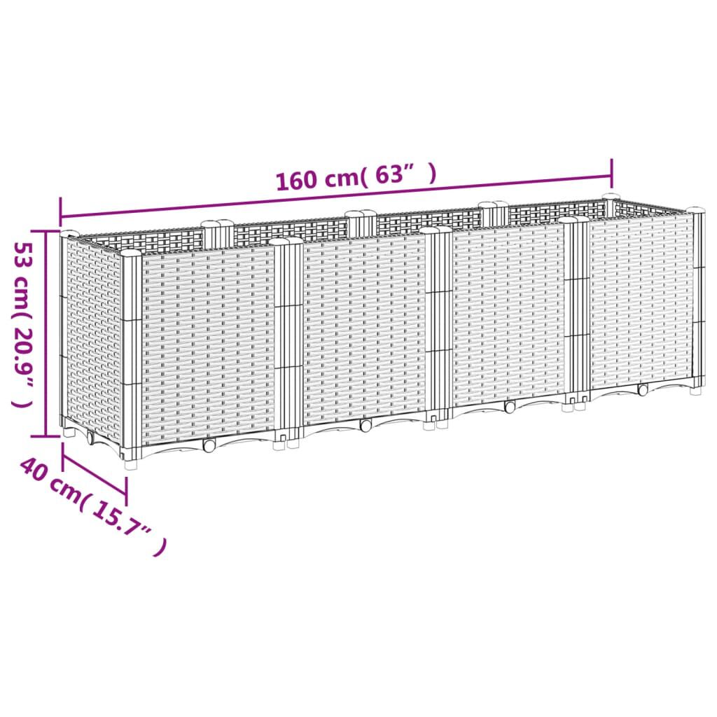 vidaXL Ζαρντινιέρα Κήπου Ανοιχτό Γκρι 160x40x53 εκ. Πολυπροπυλένιο
