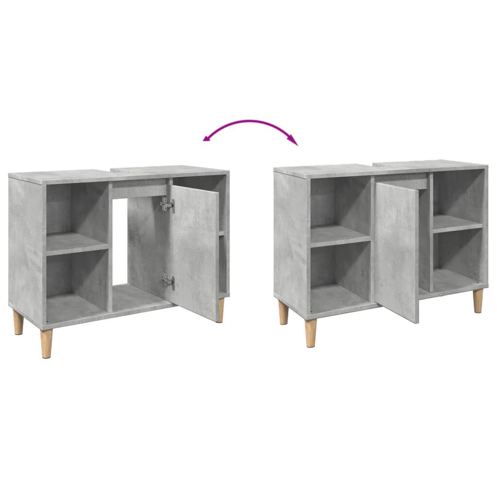 vidaXL Ντουλάπι Μπάνιου Γκρι Σκυροδέματος 80x33x60 εκ. Επεξ. Ξύλο