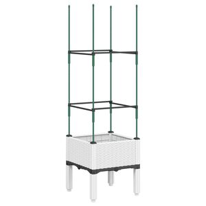 vidaXL Ζαρντινιέρα Κήπου με Καφασωτό Λευκή 40x40x142,5 εκ. από PP