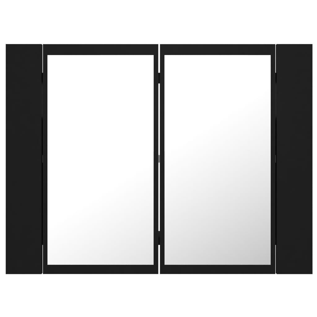 vidaXL Καθρέφτης Μπάνιου με Ντουλάπι LED Μαύρος 60x12x45 εκ. Ακρυλικός