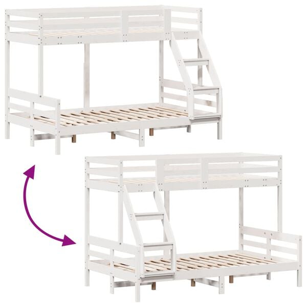 vidaXL Κουκέτα 90x200/120x200 εκ. Λευκό από Μασίφ Ξύλο Πεύκου