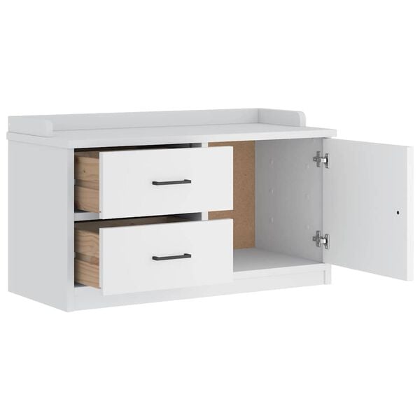 vidaXL Πάγκος διαδρόμου "SANDNES" Λευκό 87x40x50 εκ. Πεύκο μασίφ ξύλο