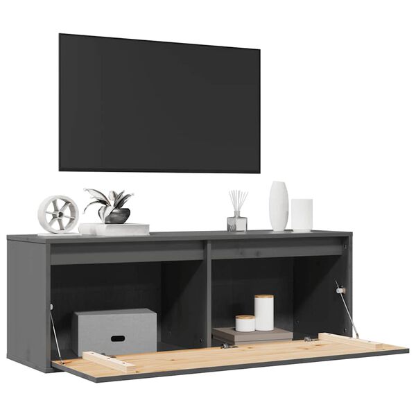 vidaXL Ντουλάπι Τοίχου Γκρι 100 x 30 x 35 εκ. από Μασίφ Ξύλο Πεύκου