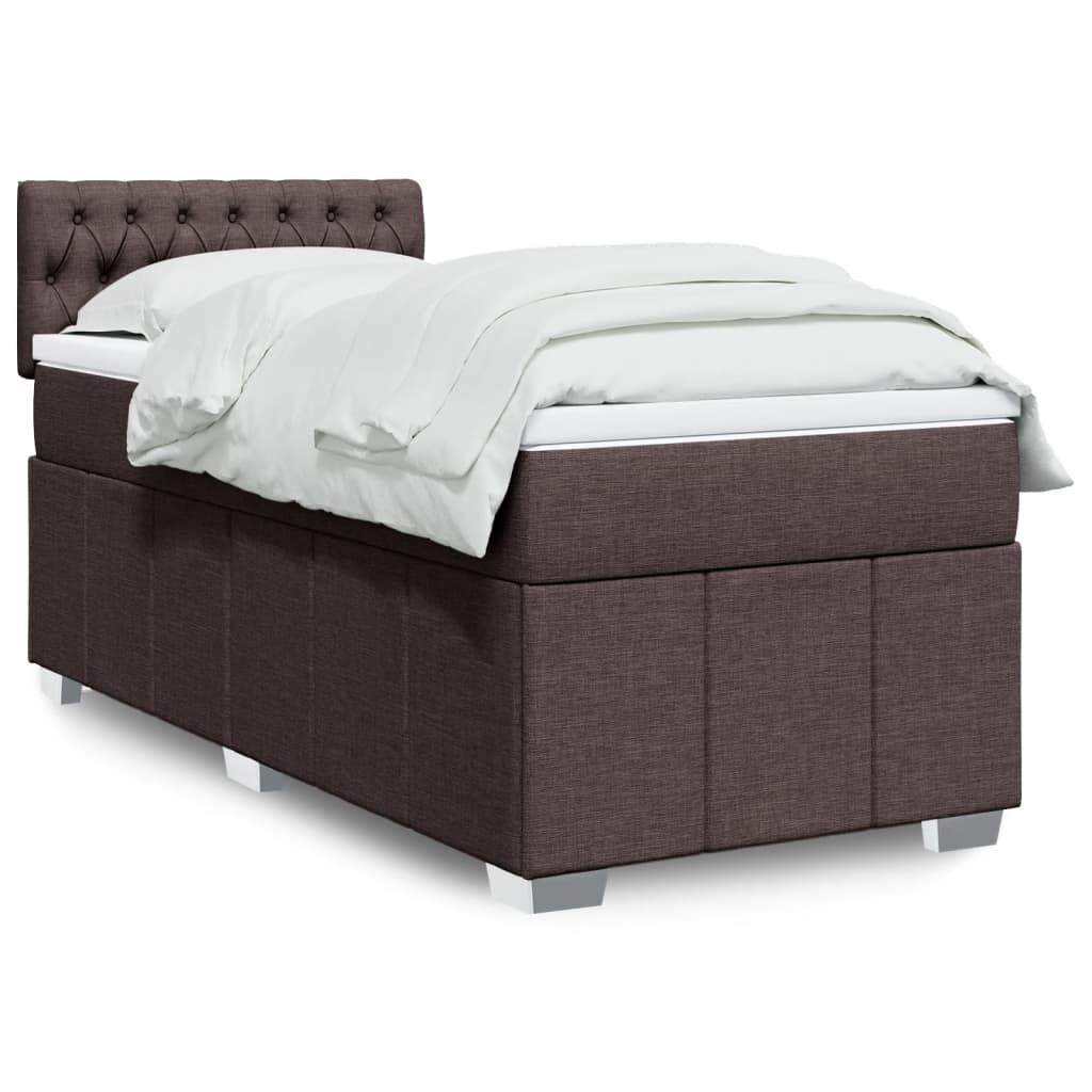 vidaXL Κρεβάτι Boxspring με Στρώμα Σκούρο Καφέ 80x200 εκ. Υφασμάτινο