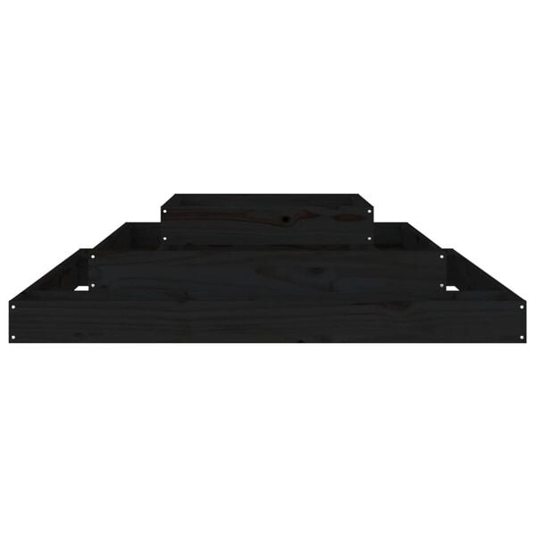 vidaXL Ζαρντινιέρα Μαύρη 110 x 110 x 27 εκ. από Μασίφ Ξύλο Πεύκου