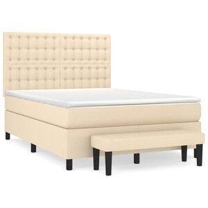 vidaXL &Kappa;&rho;&epsilon;&beta;ά&tau;&iota; Boxspring &mu;&epsilon; &Sigma;&tau;&rho;ώ&mu;&alpha; &Kappa;&rho;&epsilon;&mu; 140x200 &epsilon;&kappa;. &Upsilon;&phi;&alpha;&sigma;&mu;ά&tau;&iota;&nu;&omicron;
