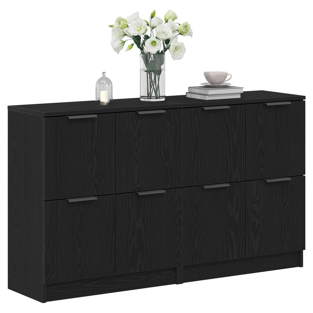 vidaXL Μπουφέδες 2 τμχ Μαύρο Δρυς 60x30x70 εκ Επεξεργασμένο Ξύλο
