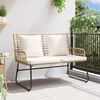 vidaXL Παγκάκι κήπου Καφέ και Κρέμα Πολυ rattan, ατσάλι