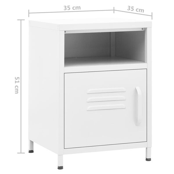 vidaXL Κομοδίνο Λευκό 35 x 35 x 51 εκ. από Ατσάλι