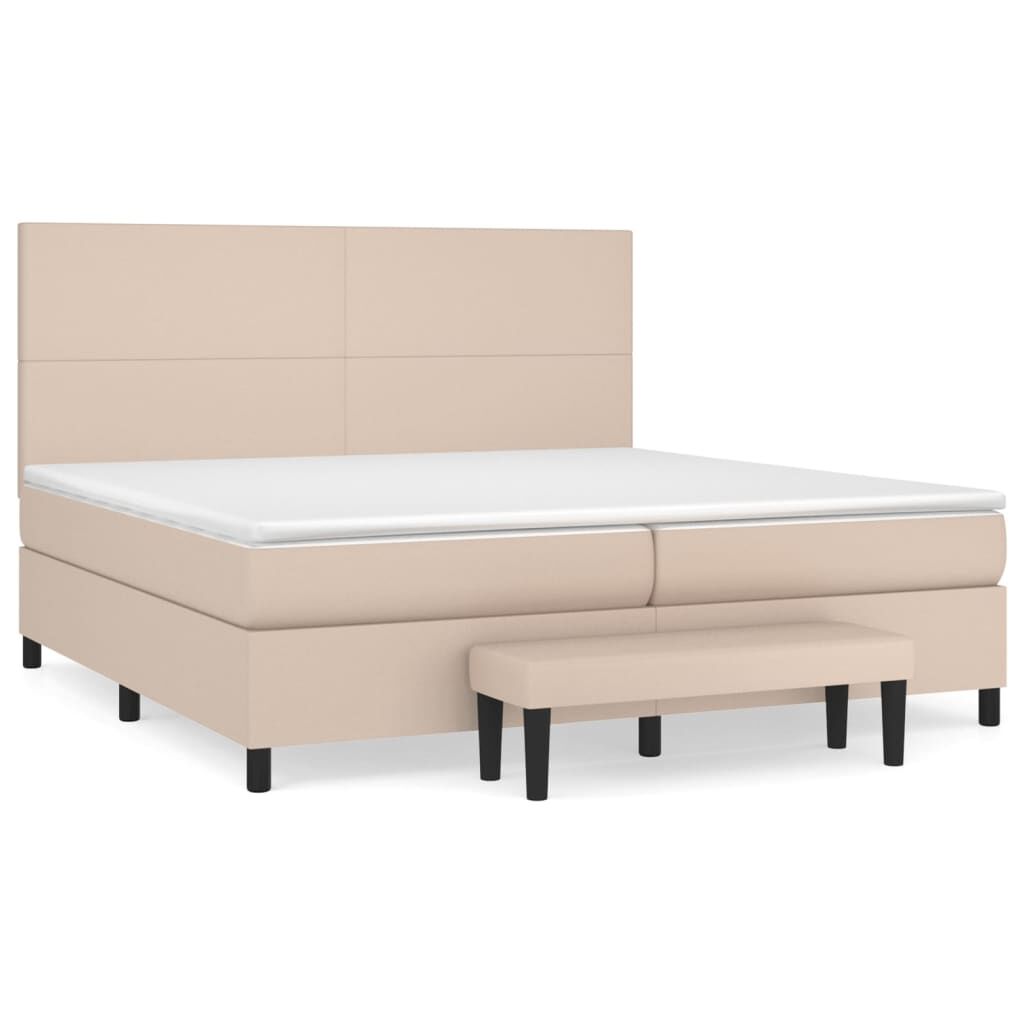 vidaXL Κρεβάτι Boxspring με Στρώμα Καπουτσίνο 200x200εκ.από Συνθ.Δέρμα
