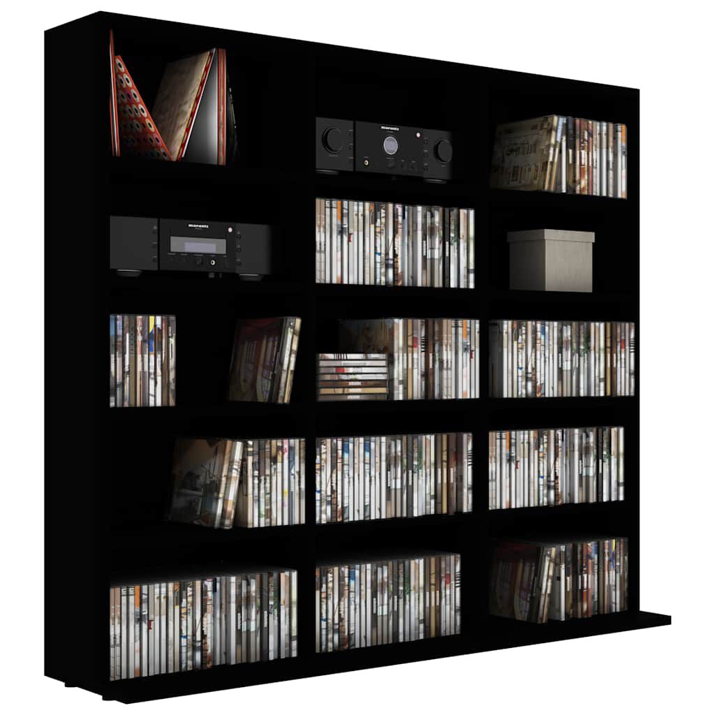 vidaXL Έπιπλο για CD Μαύρο 100 x 23 x 89,5 εκ. από Επεξ. Ξύλο