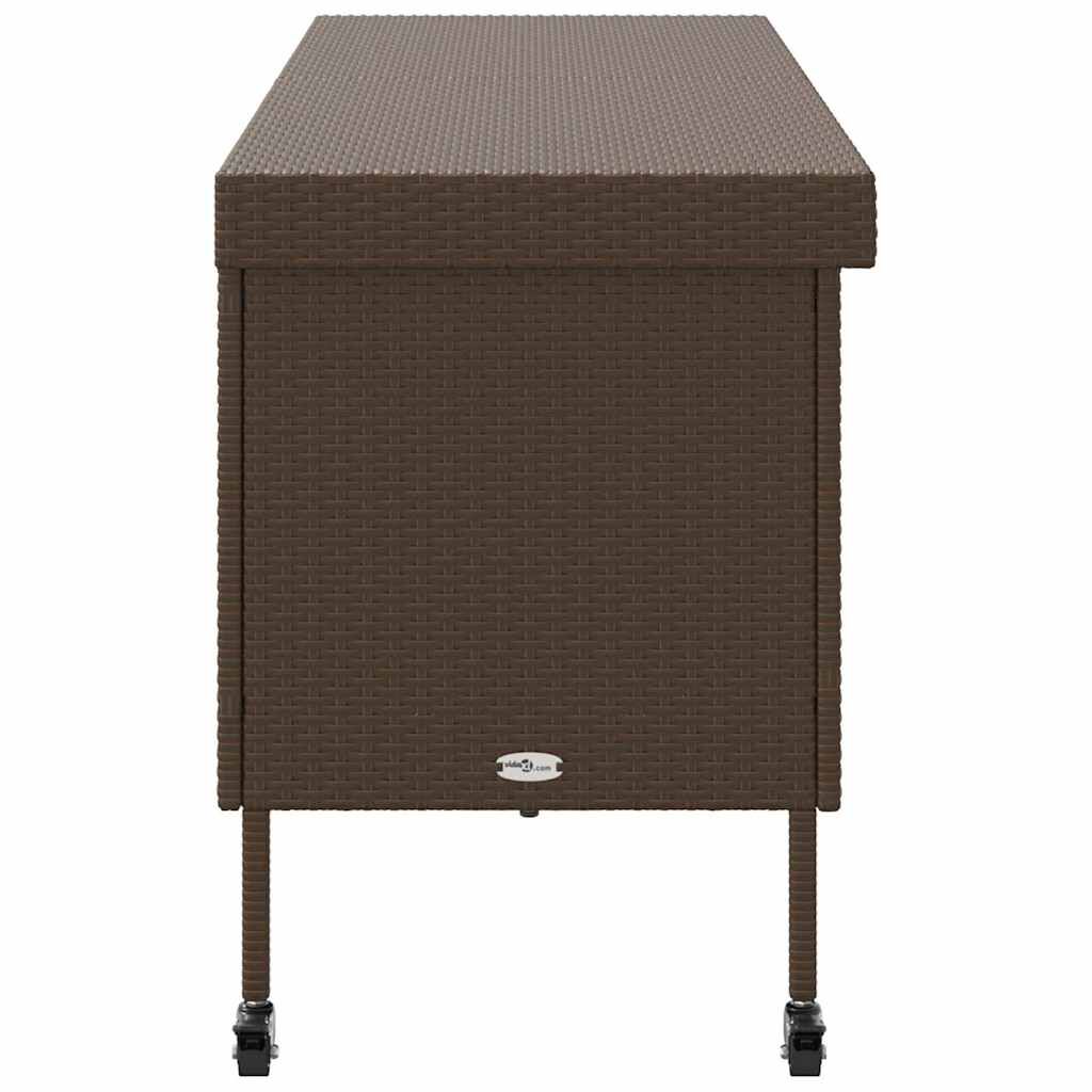 vidaXL Κουτί Αποθήκευσης Κήπου με Ρόδες 160x55x75 εκ. Συνθετικό Ρατάν