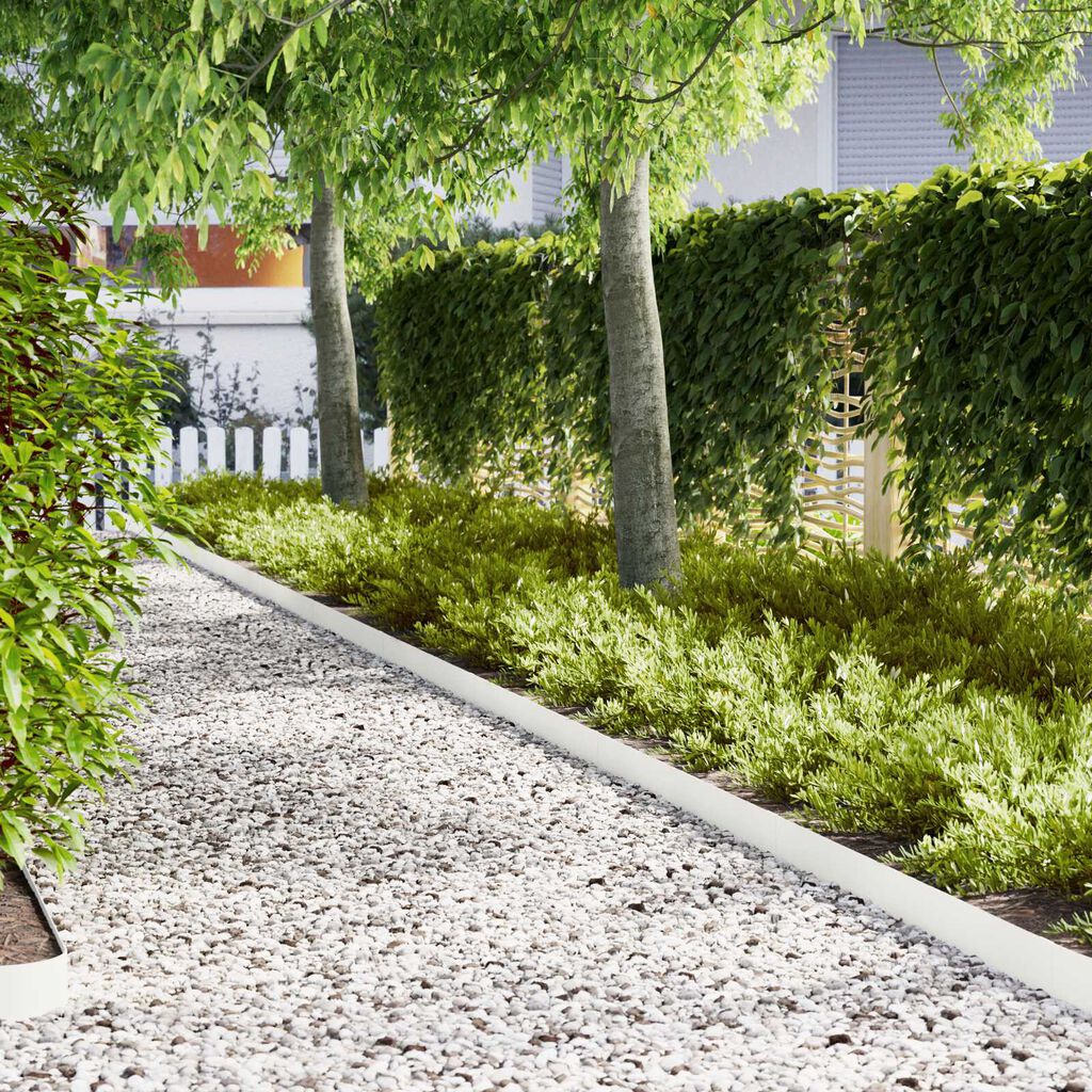 vidaXL Περιγράμματα γκαζόν 20 pcs Λευκό 100 x 0.5 x 15 εκ Ατσάλι