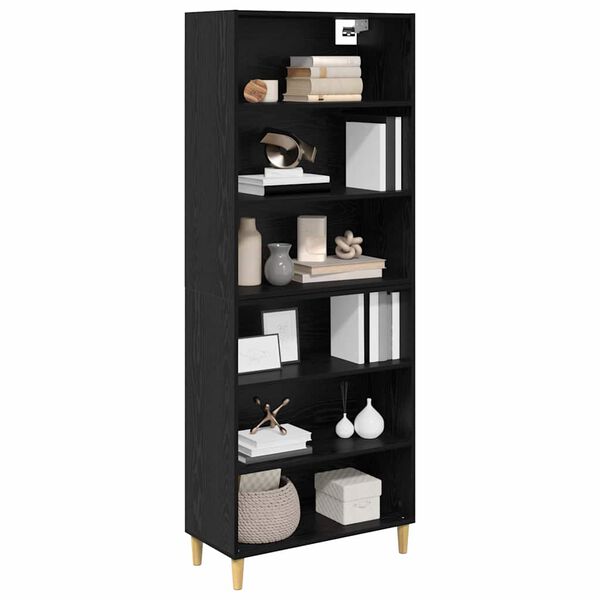 vidaXL Highboard &Mu;&alpha;ύ&rho;&eta; &Omicron;&xi;&upsilon;ά 69,5 x 32,5 x 180 &epsilon;&kappa; &Epsilon;&pi;&epsilon;&xi;&epsilon;&rho;&gamma;&alpha;&sigma;&mu;έ&nu;&omicron; &xi;ύ&lambda;&omicron;