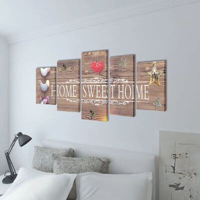 Πίνακας σε Καμβά Σετ Σχέδιο Home Sweet Home 200 x 100 εκ.