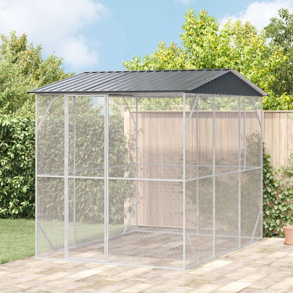 VidaXL Κλουβί πουλιών Ανθρακί 310x227x247 εκ. Χάλυβας