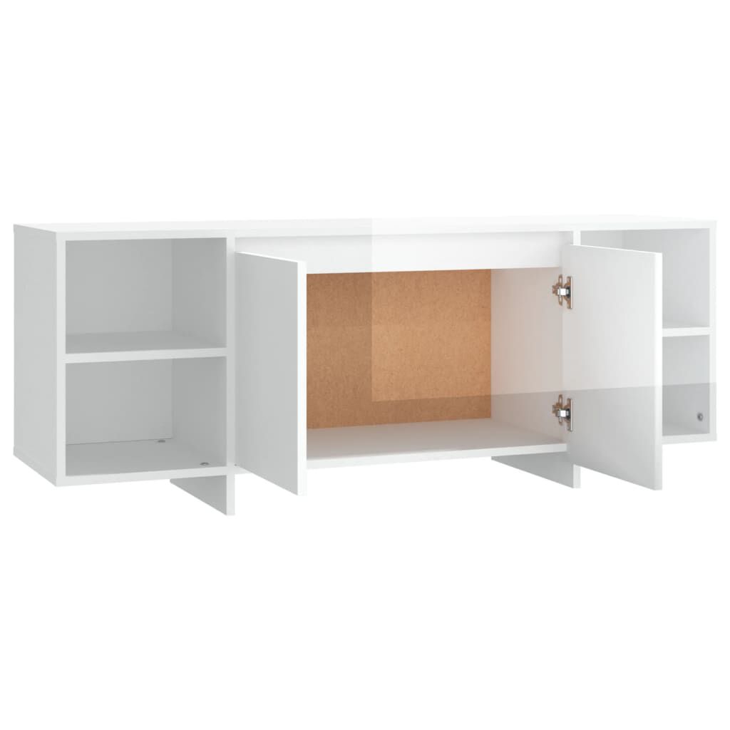 vidaXL Έπιπλο Τηλεόρασης Γυαλ. Λευκό 130 x 35 x 50 εκ. από Μοριοσανίδα