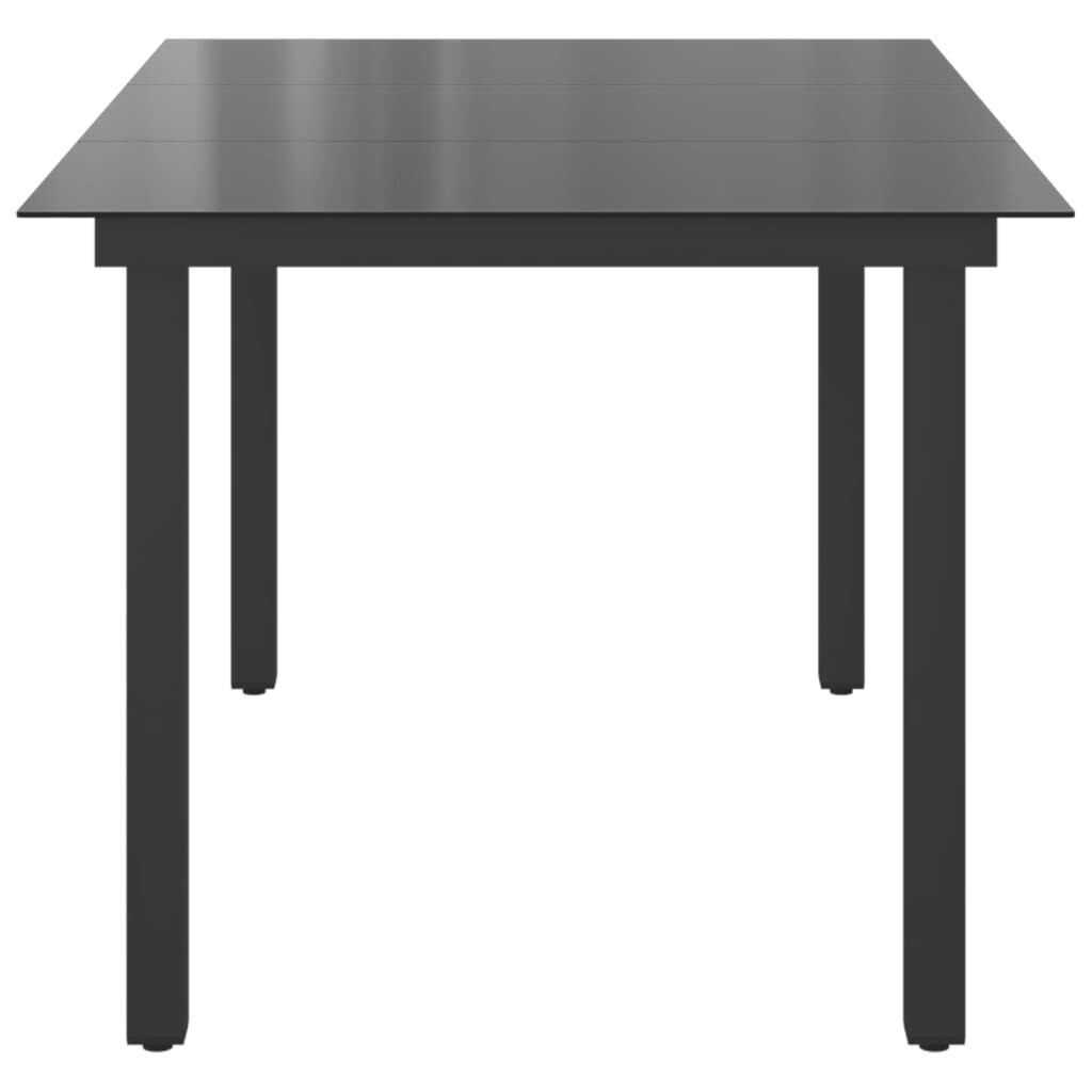 vidaXL Τραπέζι Κήπου Μαύρο 150 x 90 x 74 εκ. από Αλουμίνιο / Γυαλί