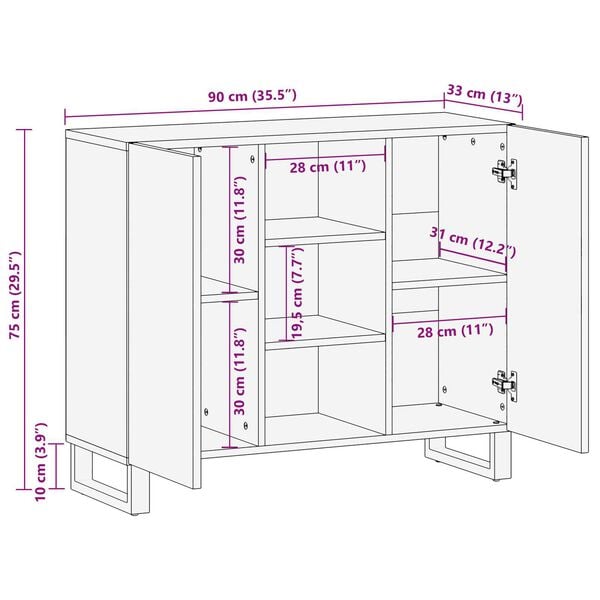 vidaXL Στηρίγμα 90x33.5x75 cm - Στερεό ξύλο μάνγκο