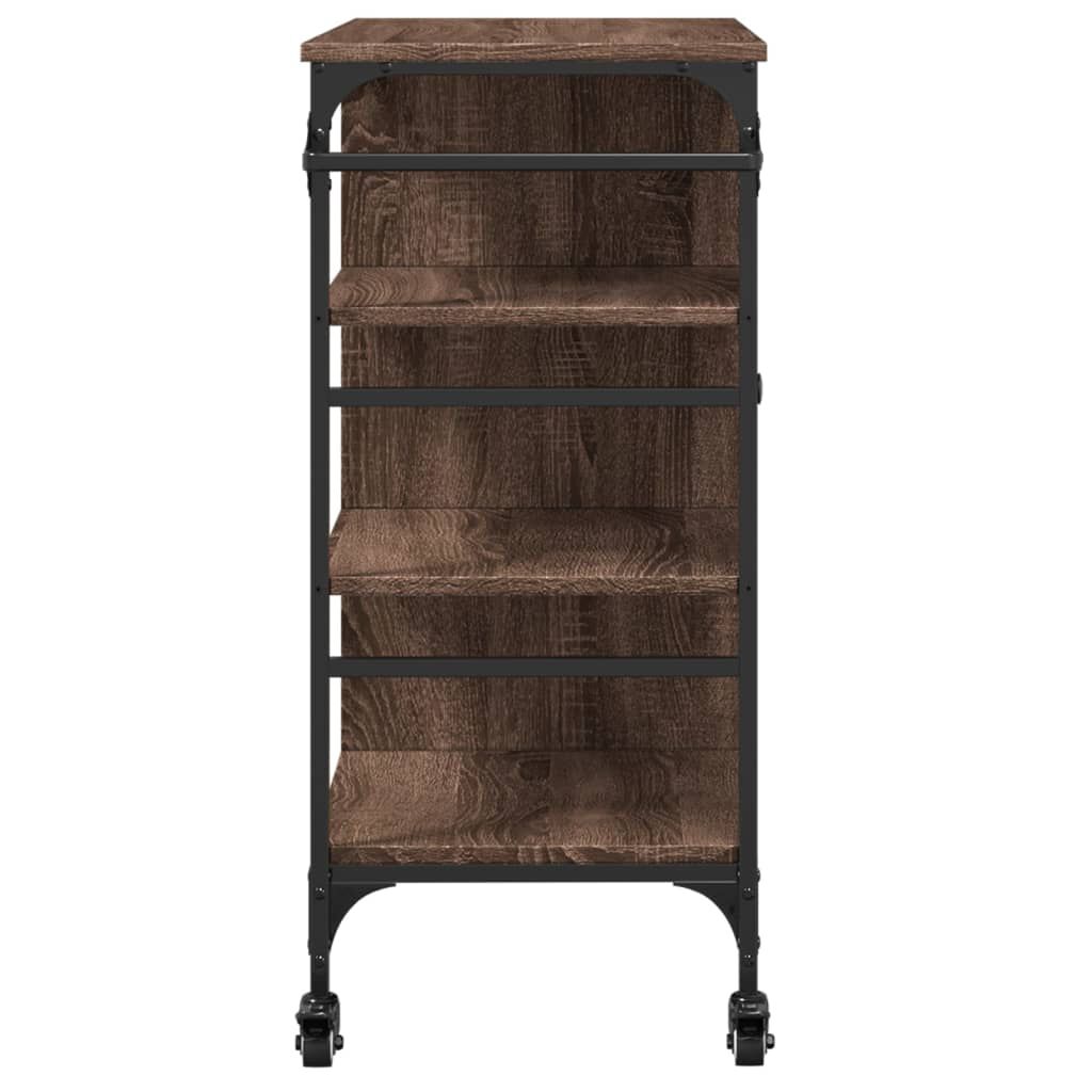 vidaXL Τρόλεϊ Κουζίνας Καφέ Δρυς 87,5x38,5x84,5 εκ. Επεξ. Ξύλο