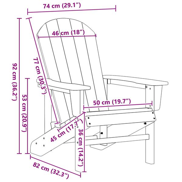 vidaXL Καρέκλες Adirondack 2 τμχ Λευκό 74x82x90 εκ HDPE