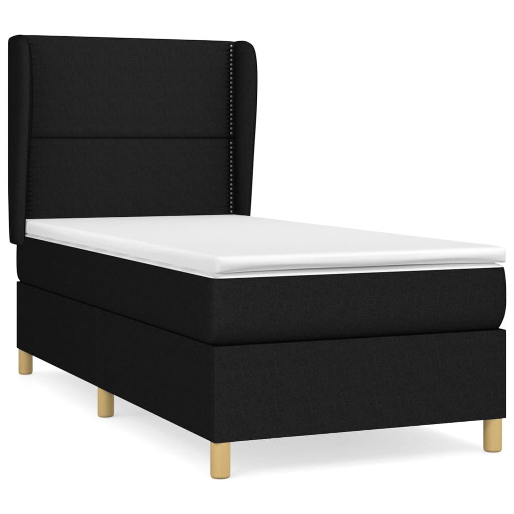 vidaXL Κρεβάτι Boxspring με Στρώμα Μαύρο 80 x 200 εκ. Υφασμάτινο