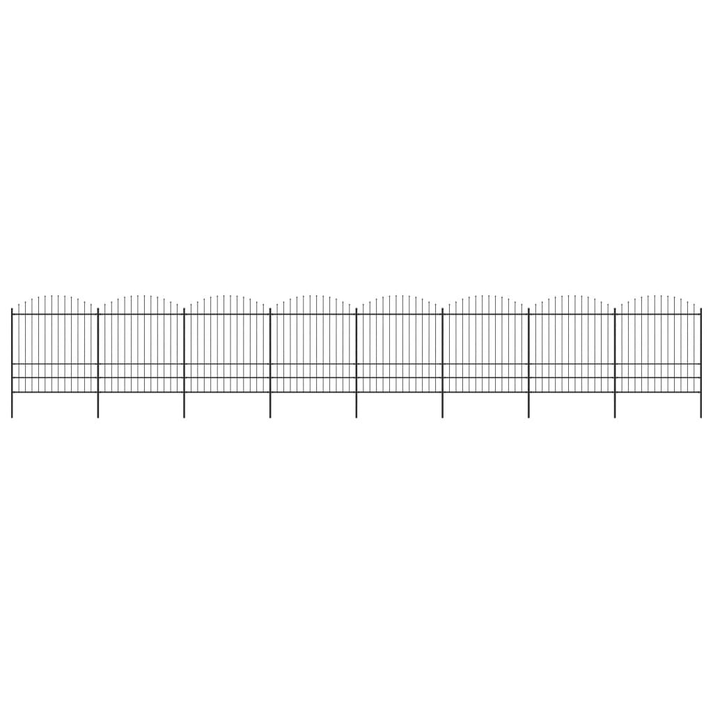 vidaXL Κάγκελα Περίφραξης με Λόγχες Μαύρα (1,75-2) x 13,6 μ. Ατσάλινα