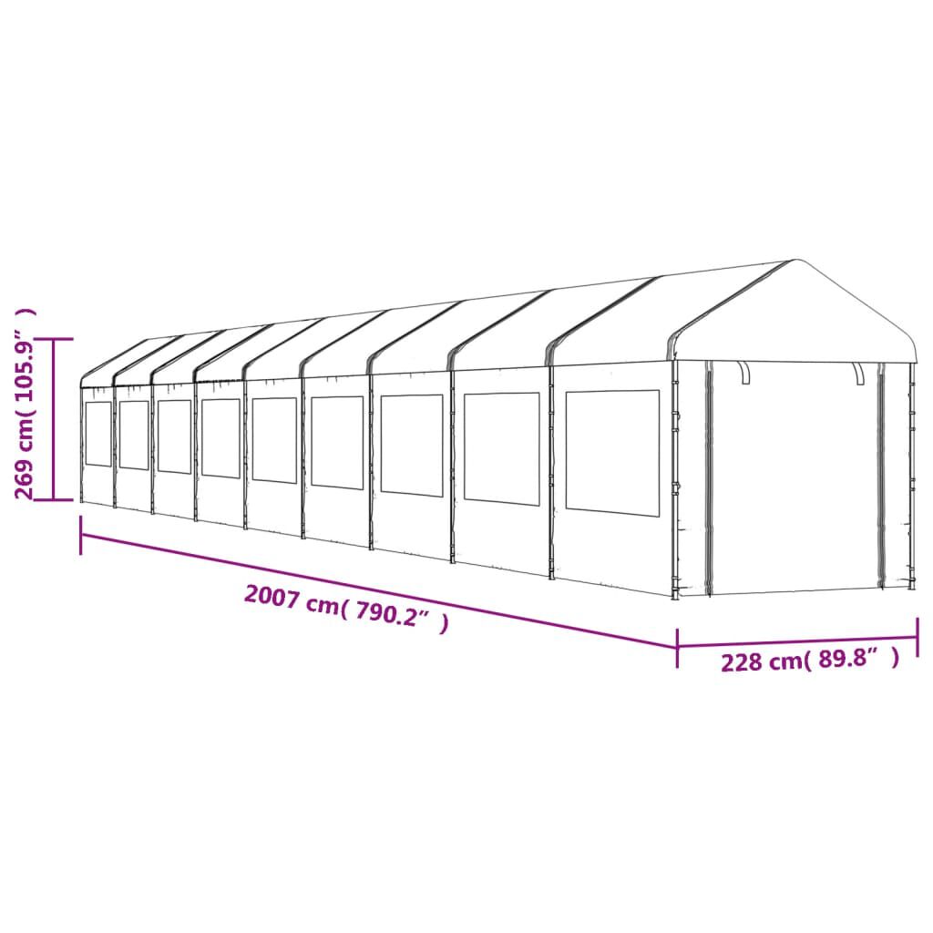 vidaXL Κιόσκι με Τέντα Λευκό 20,07 x 2,28 x 2,69 μ. από Πολυαιθυλένιο