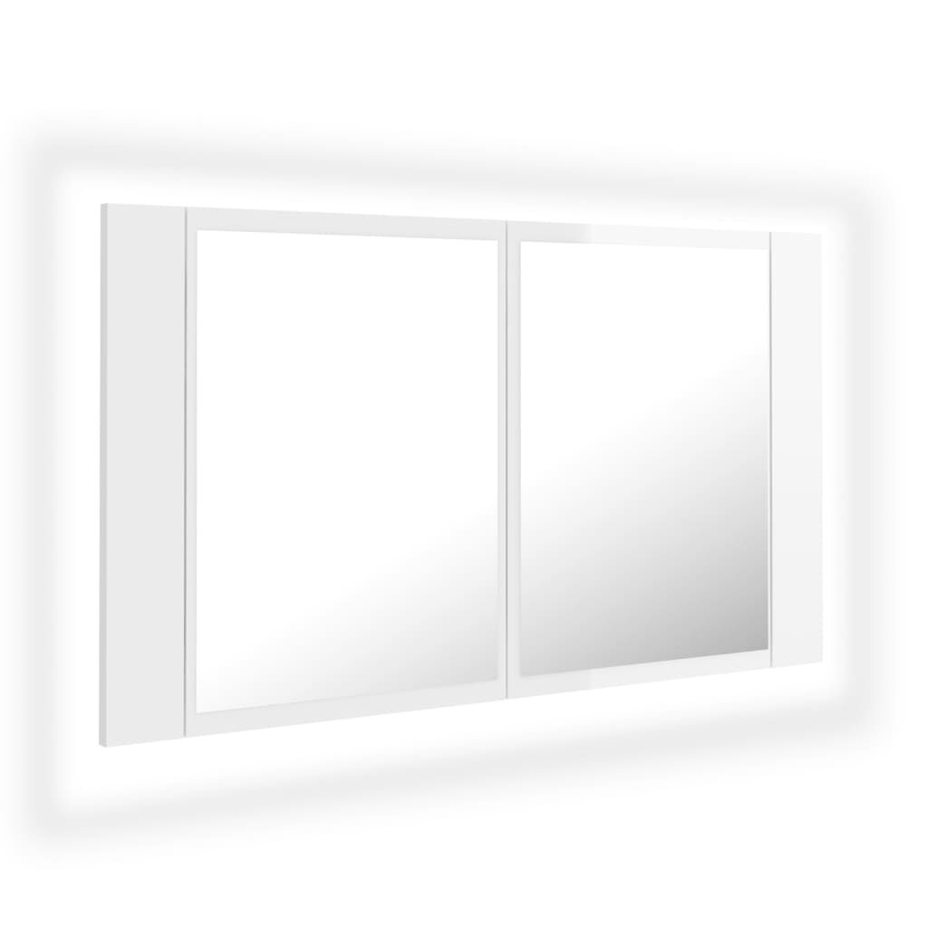 vidaXL Καθρέφτης Μπάνιου με LED Γυαλιστερό Λευκό 80x12x45εκ. Ακρυλικός
