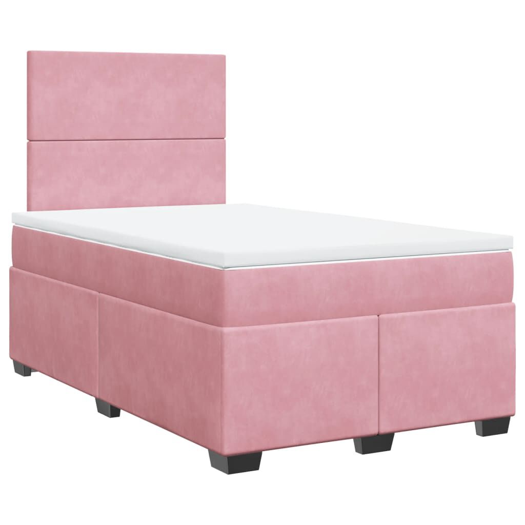 vidaXL Κρεβάτι Boxspring με Στρώμα Ροζ 120x190 εκ. Βελούδινο