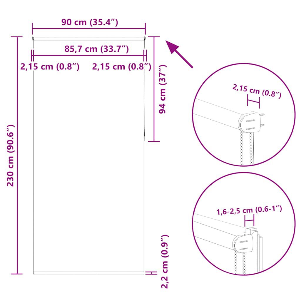 vidaXL Ρολέρ Μπλακάουτ Λευκό 90x230 εκ. Πλάτος υφάσματος 85,7 εκ.