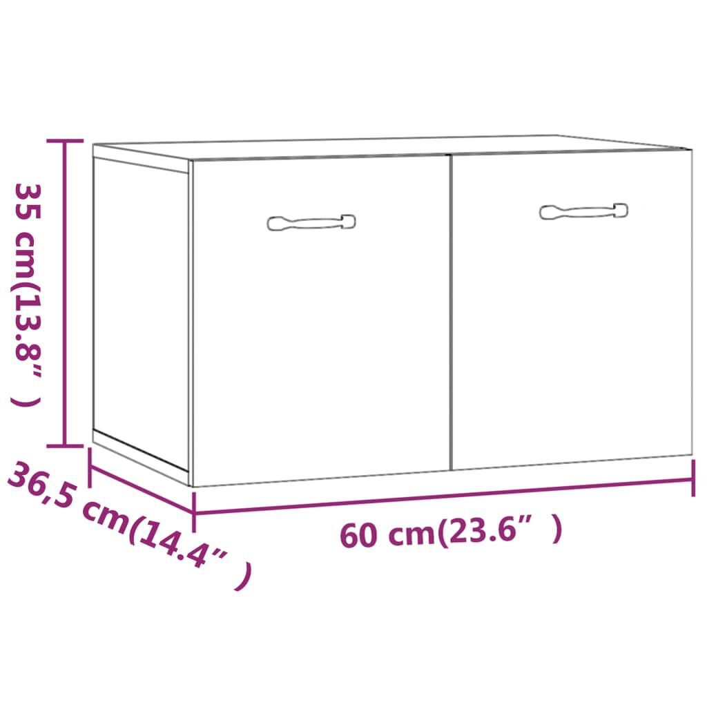 vidaXL Ντουλάπι Τοίχου Καφέ Δρυς 60 x 36,5 x 35 εκ. Επεξεργασμένο Ξύλο