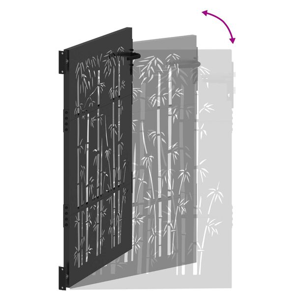 vidaXL Πύλη Κήπου Μαύρο 105 x 125 cm Ατσάλι με Επικάλυψη Πούδρας