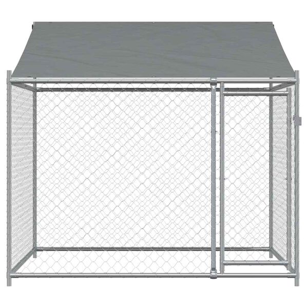 vidaXL Κλουβί Σκύλου με Οροφή και Πόρτες Γκρι 2x2x2 μ. Γαλβ. Χάλυβας