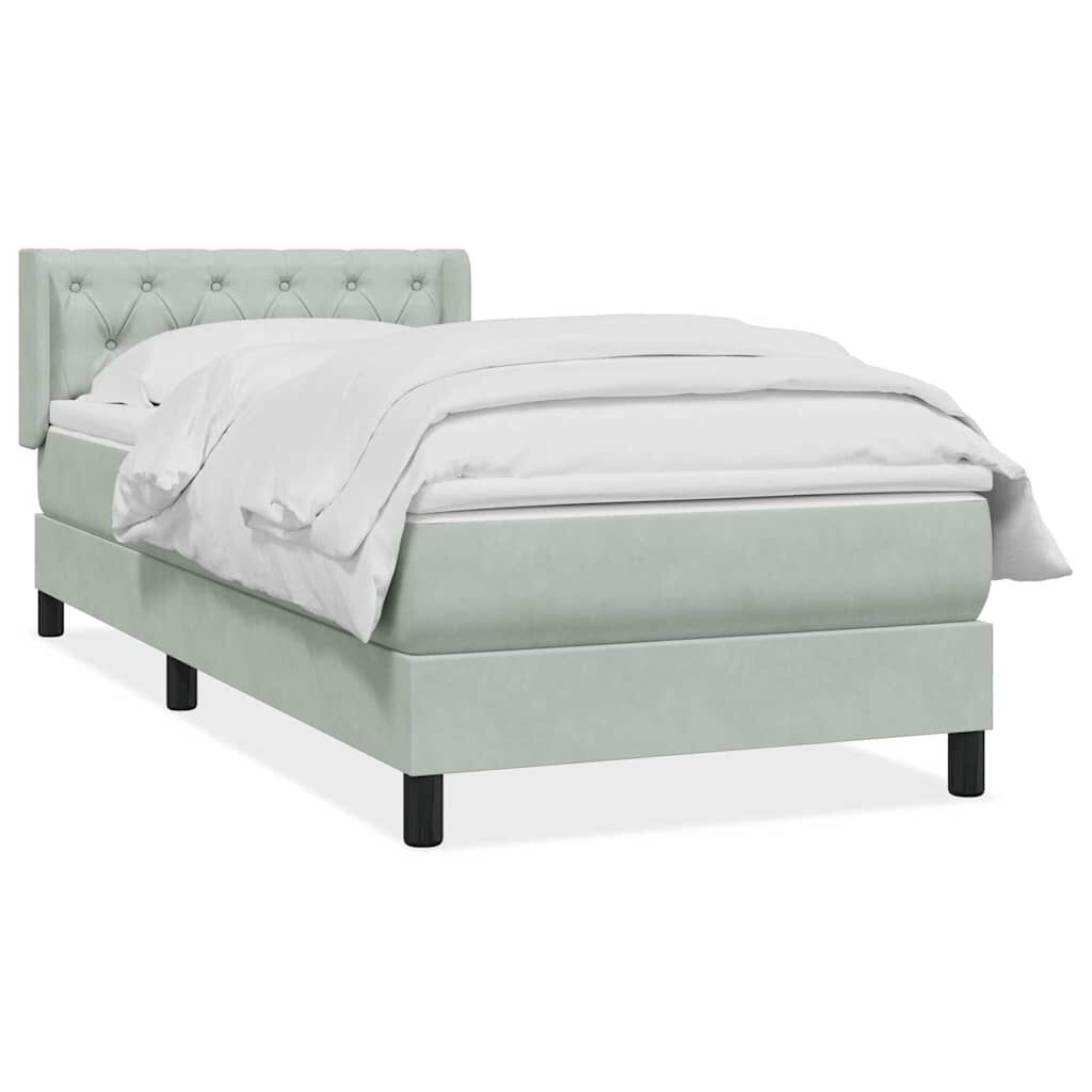 vidaXL Box Spring κρεβάτι με στρώμα ανοιχτό γκρι 80x220 cm Βελούδινο