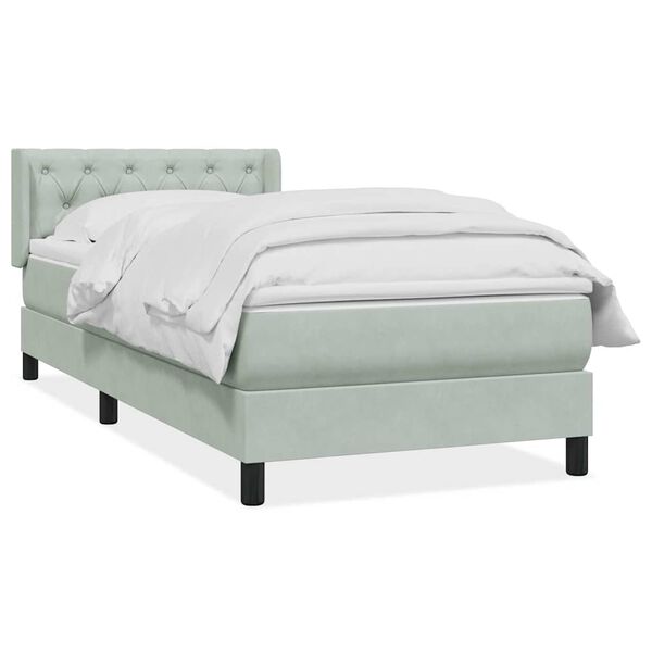vidaXL Box Spring κρεβάτι με στρώμα ανοιχτό γκρι 80x220 cm Βελούδινο