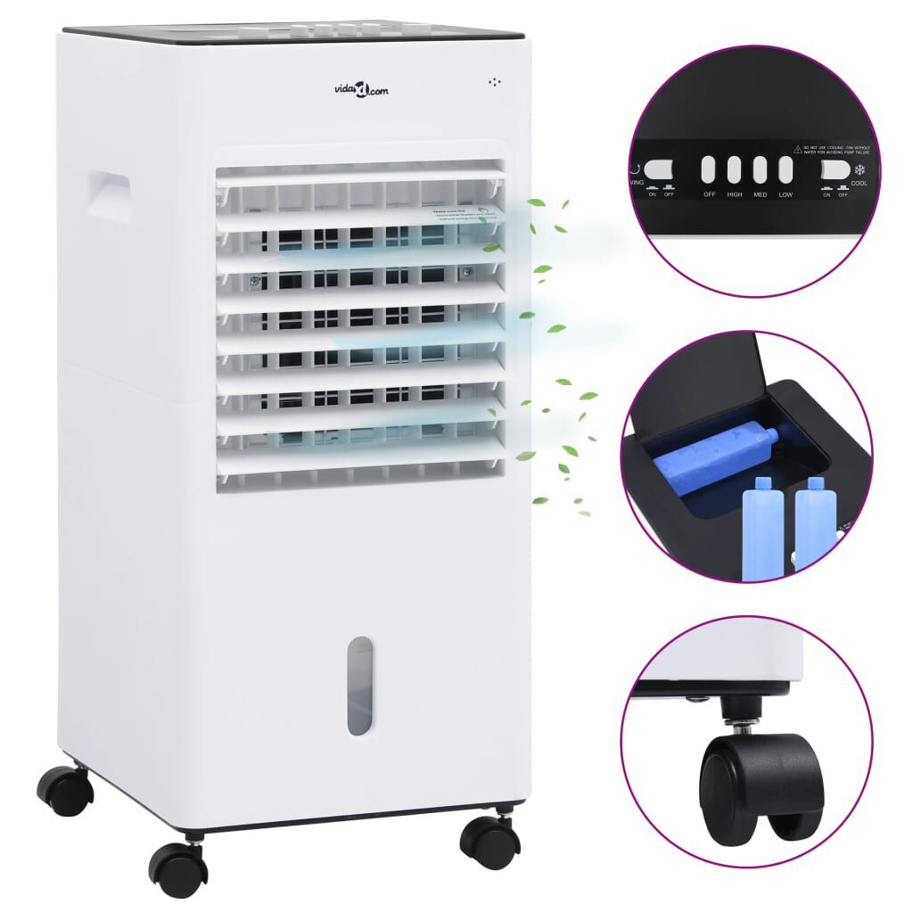 vidaXL Air Cooler Φορητό 3 σε 1 Ασπρόμαυρο 61 x 31 x 27 εκ. 65 W