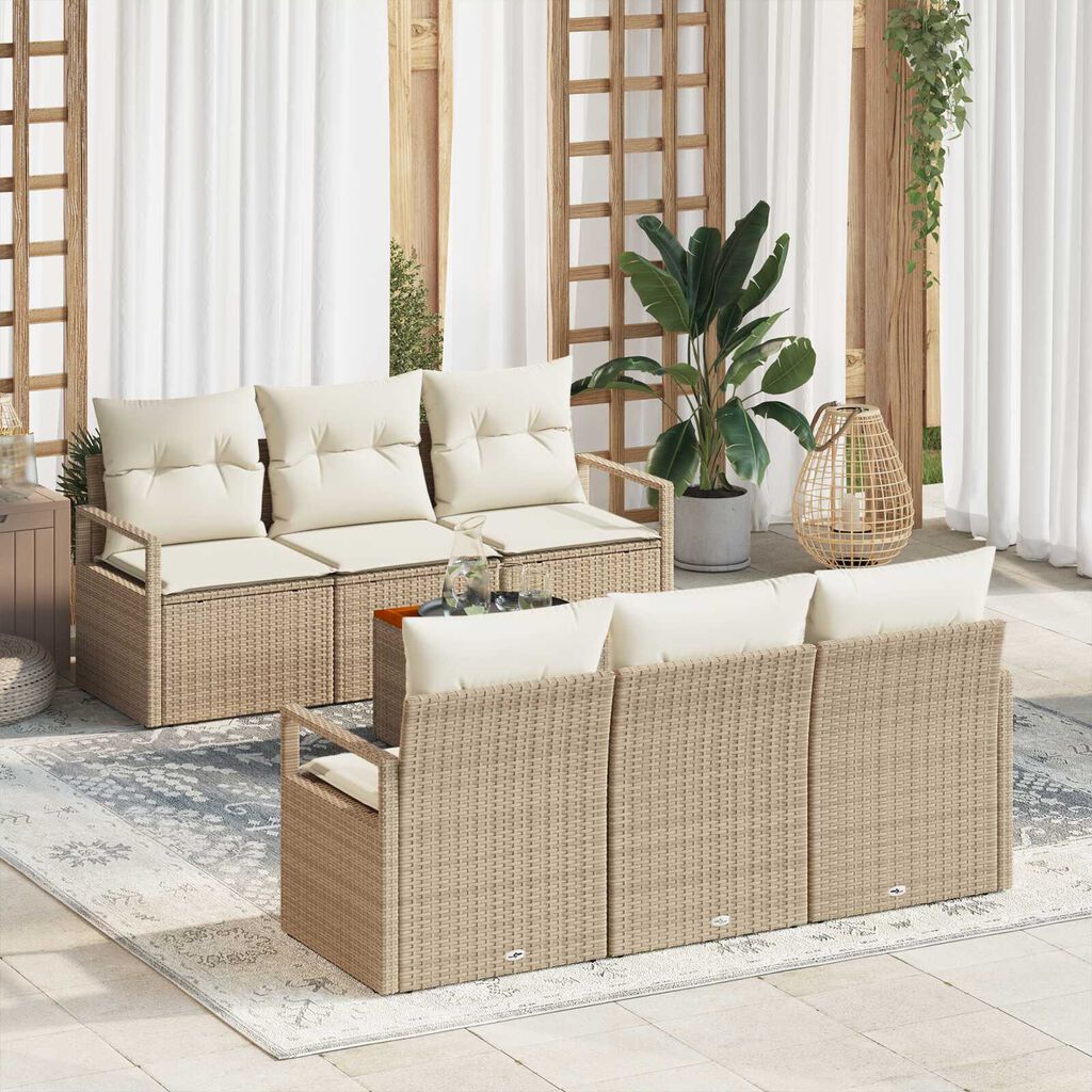 vidaXL Σετ Καναπέ Κήπου 7 pcs Μπεζ και λευκό