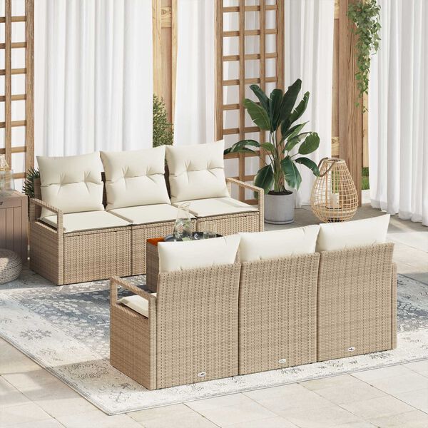 vidaXL Σετ Καναπέ Κήπου 7 pcs Μπεζ και λευκό