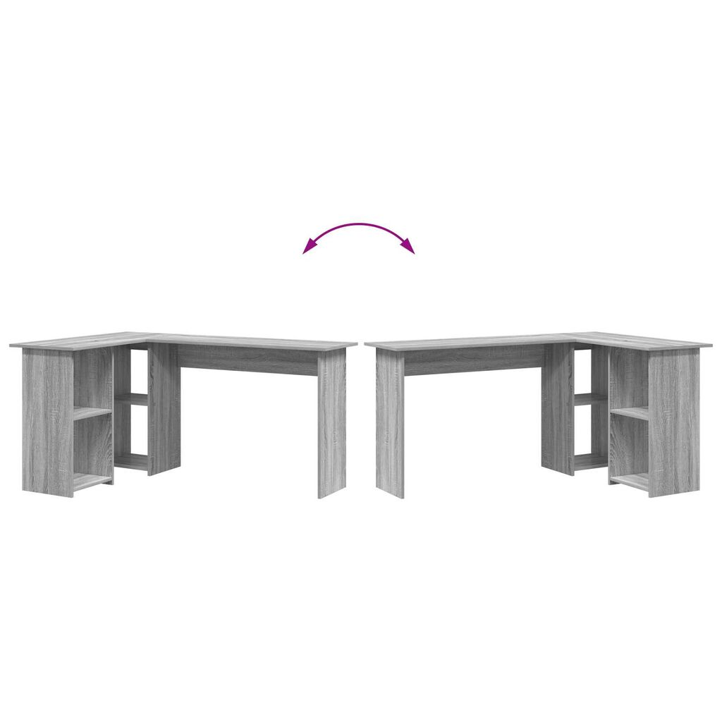 vidaXL Γκρι Γραφείο Υπολογιστή Γκρι Sonoma MDF Μεσαίο Αποθήκευση