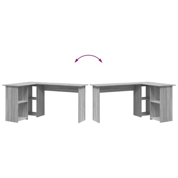 vidaXL Γκρι Γραφείο Υπολογιστή Γκρι Sonoma MDF Μεσαίο Αποθήκευση