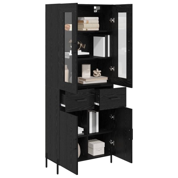 vidaXL Highboard &Mu;&alpha;ύ&rho;&eta; &Omicron;&xi;&upsilon;ά 69,5 x 34 x 180 &epsilon;&kappa;. &Epsilon;&pi;&epsilon;&xi;&epsilon;&rho;&gamma;&alpha;&sigma;&mu;έ&nu;&omicron; &xi;ύ&lambda;&omicron;