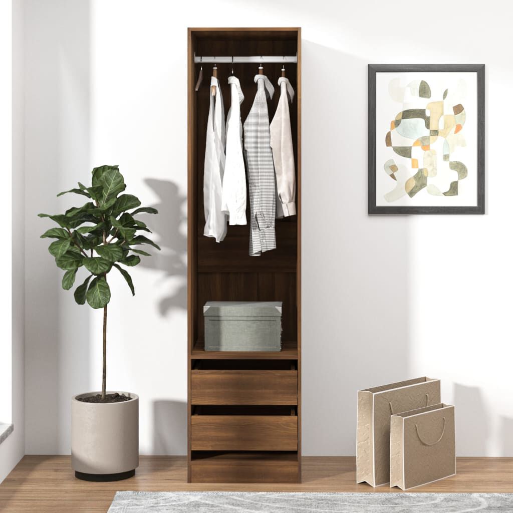 vidaXL Ντουλάπα με Συρτάρια Καφέ Δρυς 50x50x200 εκ. Επεξεργασμένο Ξύλο