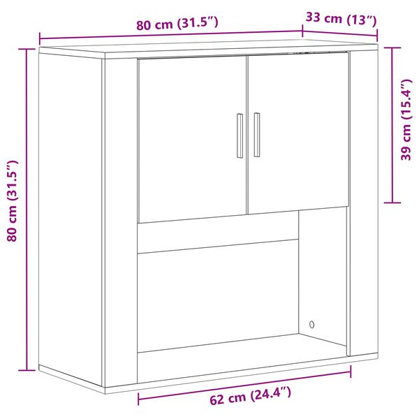 vidaXL Ντουλάπα Τοίχου Καλλιτεχνικού Δρυός 80x33x80 εκ. Μοριοσανίδα