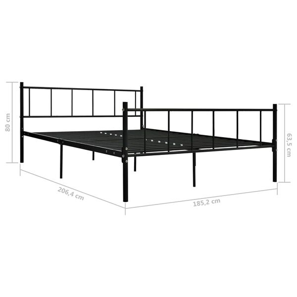 vidaXL Πλαίσιο Κρεβατιού Μαύρο 180 x 200 εκ. Μεταλλικό