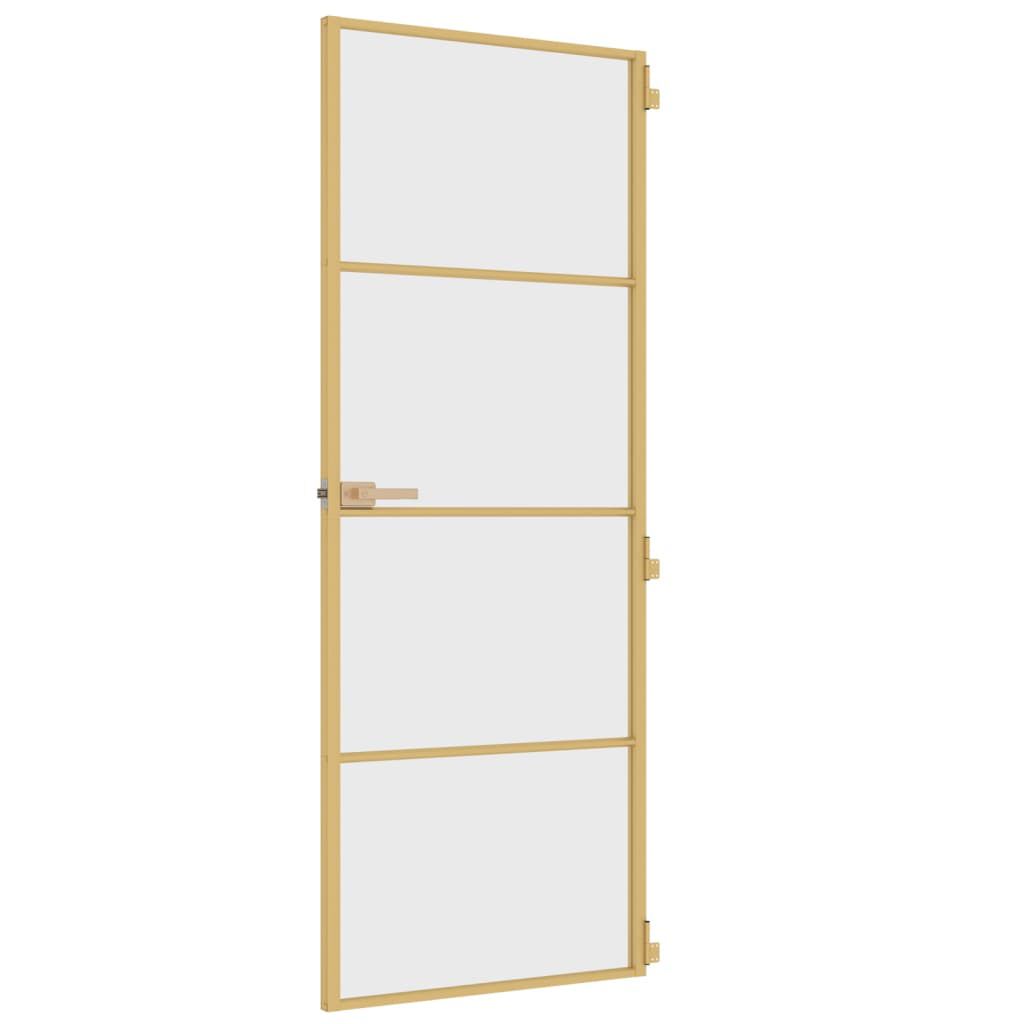 vidaXL Εσωτερική Πόρτα Χρυσή 76 x 201,5 εκ. Ψημένο Γυαλί & Αλουμίνιο