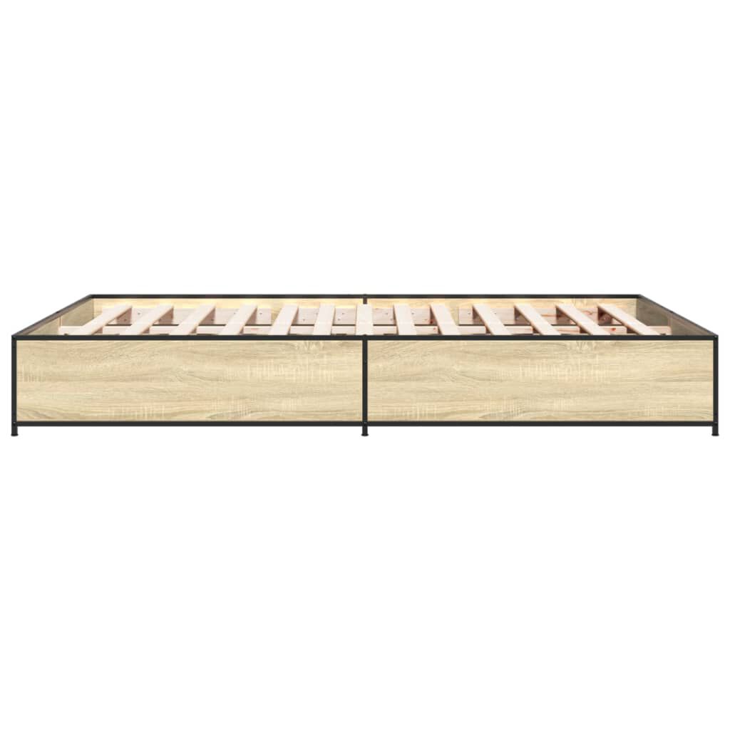 vidaXL Πλαίσιο Κρεβατιού Sonoma Δρυς 140x200 εκ. Επεξ. Ξύλο & Μέταλλο